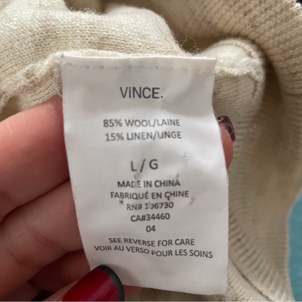 Vince Men's heather white and Gray Crewneck Sweater - Picture 8 of 8